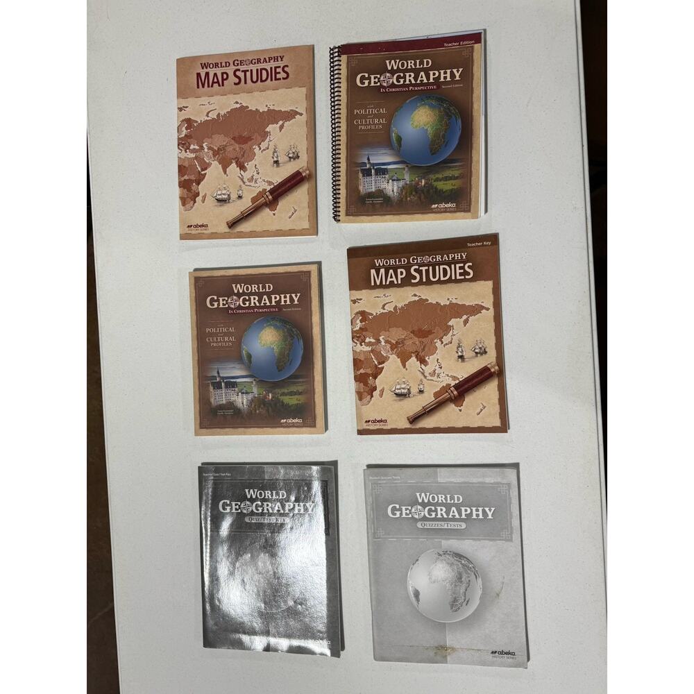 Abeka World Geography 2nd Ed Homeschool Lot Teacher Student Map Studies Tests